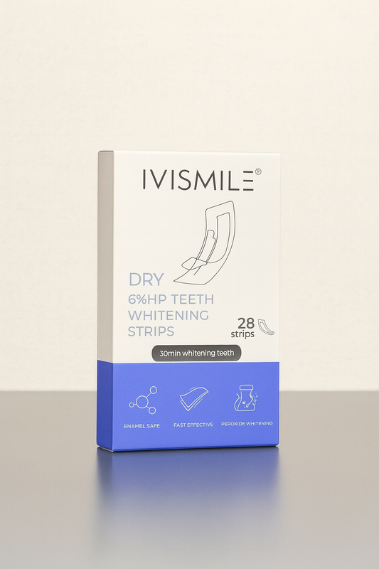 DRY 6% Hydrogen Peroxide teeth whitening strips ( Alcohol & PVP Free )